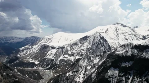 Aerial view of massive gorge in Gudauri. Caucasus mountains on background Stock Footage 224484562