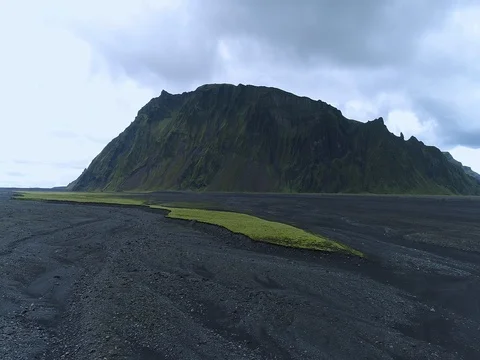 Aerial view of massive Icelandic mountain Video stock 79856463
