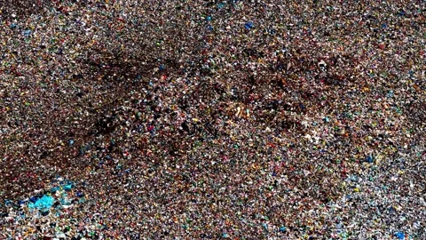 Aerial view of a massive landfill site in Riga, Latvia. Stock Footage 340577259