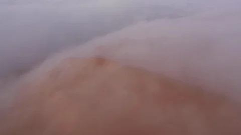 Aerial view of massive sand dunes in thick fog. Stock Footage 126282778