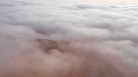 Aerial view of massive sand dunes in thick fog. Stock Footage 126282849