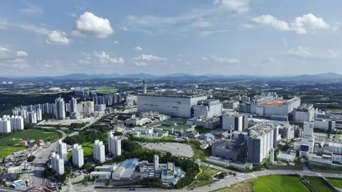 Aerial View of the Massive Semiconductor Factory in Icheon Stock Footage 325941399