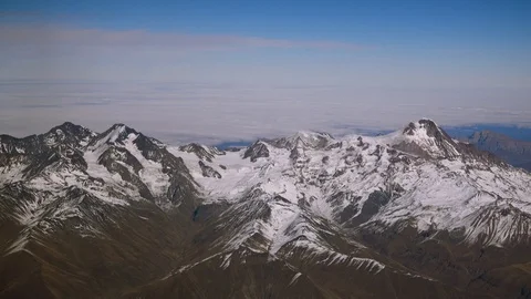 Aerial view massive snow mountain range in Georgia. Stock Footage 100395617