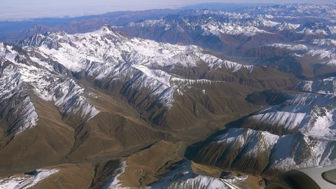 Aerial view massive snow mountain range in Georgia. Stock-Footage 100395712