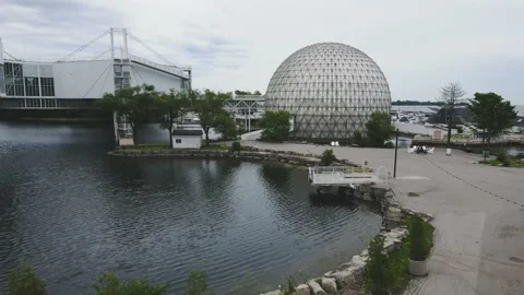 Aerial view of massive sphere Stock Footage 171782556