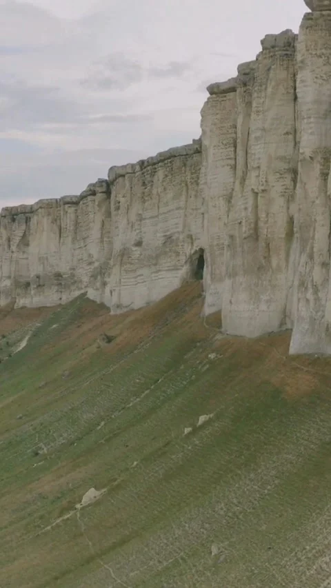 Aerial view of massive white limestone cliffs and slopes Stock Footage 334169035