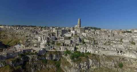 Aerial view of Matera , Italy Stock Footage
