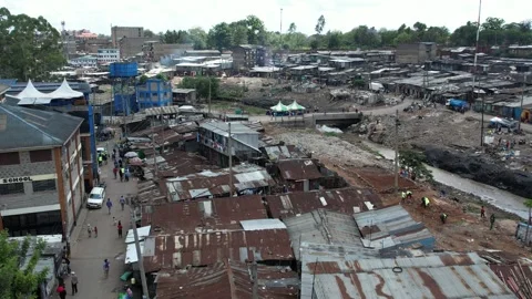 Aerial view of Mathare slums Video stock 294349525