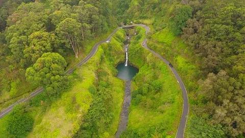 Aerial view of a Maui Waterfall Video stock 89412262