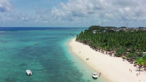 Aerial view Mauritius, low angle view with drone, people enjoying a sunny day on Stock Footage 167966012