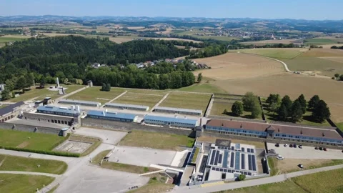 Aerial view of the Mauthausen concentration camp Video stock 342409458