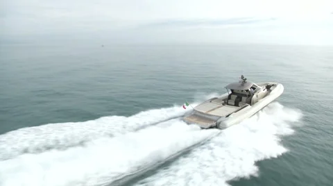 Aerial view of a maxi rib navigating  Stock Footage 43325021