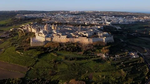 Aerial View of Mdina Stock Footage 125186805