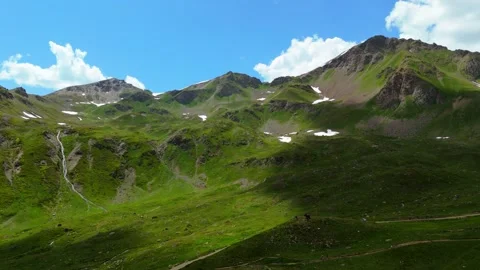 Aerial view of the meadows around Mont Fallère in the Aosta Valley Stock Footage 337512077
