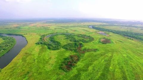 Aerial view of meadows Stock Footage 102277914