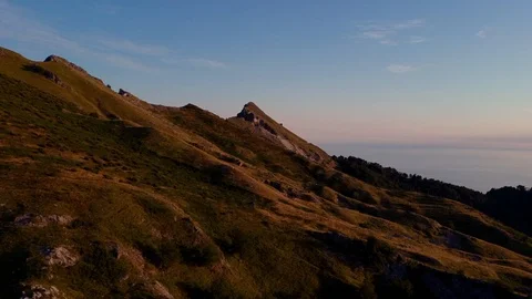 Aerial view of the meadows on Monte Carchio Stock Footage 114437790