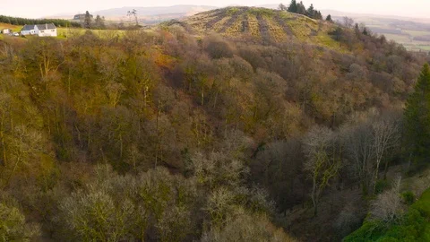 Aerial view of Medieval Castle Campbell ruin at Glen Dollar, Scotland Video stock 101609502