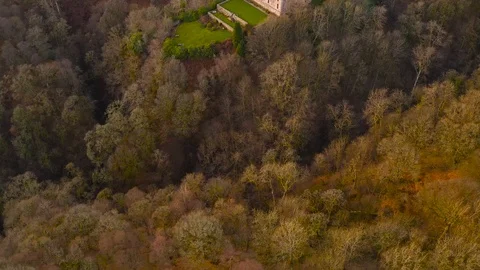 Aerial view of Medieval Castle Campbell ruin at Glen Dollar, Scotland Video stock 101609727