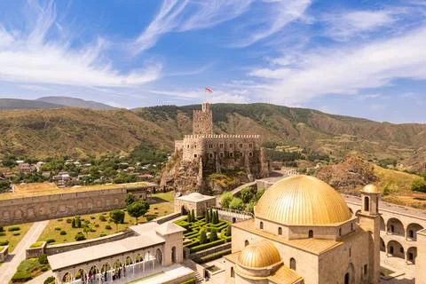 Aerial view of medieval castle complex Rabati in Akhaltsikhe. Restored fortress Stock Photos