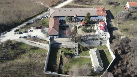 Aerial view of Medieval Kuklen Monastery, Plovdiv Region, Bulgaria 스톡 동영상 148260691