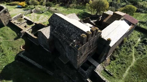 Aerial view of a medieval monastery. Sant Quirze de Colera. Stock Footage 145989401