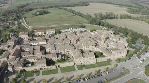 Aerial view of the medieval town of buonconvento tuscany italy Stock Footage 141013281