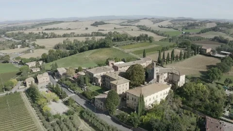 Aerial view of the medieval town of lucignano d'Arbia tuscany italy Video stock 141013322