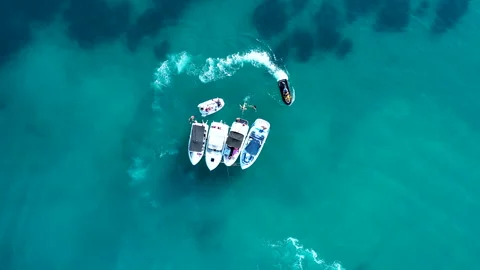Aerial view of Mediterranean anchorage. Stock Footage 134580236