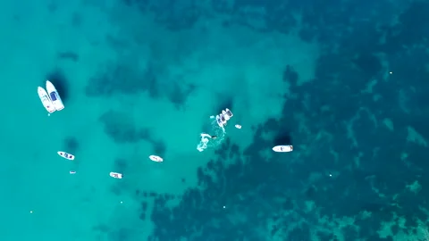 Aerial view of Mediterranean anchorage. Stock Footage 134581073