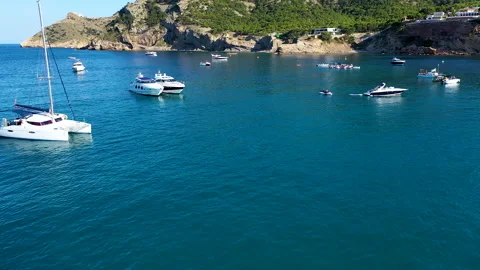 Aerial view of Mediterranean anchorage. Stock Footage 134743058