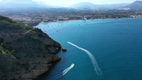 Aerial view of Mediterranean cliffs of Albir town. Stock Footage 134578937