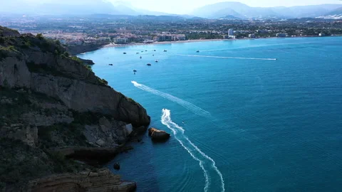 Aerial view of Mediterranean cliffs of Albir town. Stock Footage 134579310