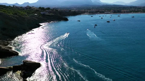 Aerial view of Mediterranean cliffs of Albir town. Stock Footage 134579771