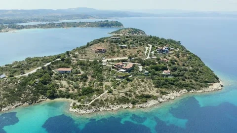 Aerial view of Mediterranean coastline and Aegean sea. Stock Footage 133390553