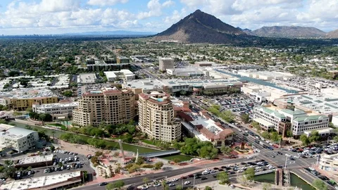 Aerial view of mega shopping mall in Scottsdale, Arizona east of state capital Video stock 122015264