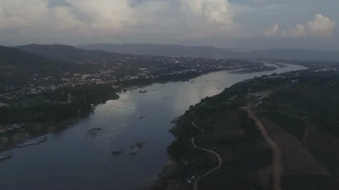 Aerial view of Mekong river Stock Footage 90769920