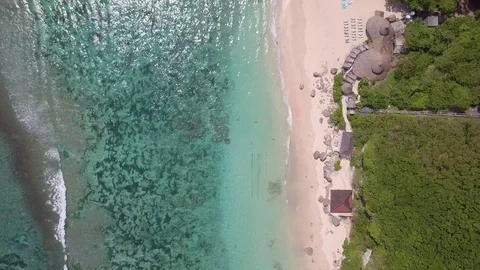 Aerial view of Melasti Beach located in the south of Bali Video stock 103972012
