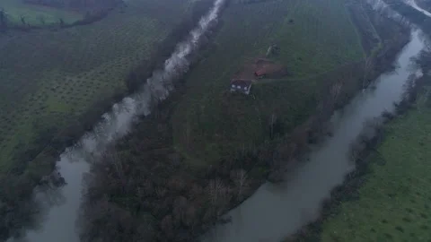 Aerial view of Melen river in Turkey Stock Footage 145241981