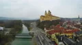 Aerial view of Melk Abbey, beautiful baroque architecture, old European city 4k or 4k+ Resolution