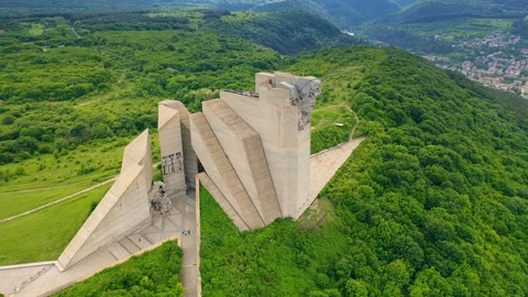 Aerial view of the memorial complex ‘’Founders of the Bulgarian State" Shumen, B Stock Footage 108961492