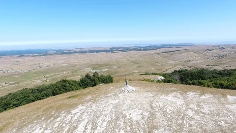 Aerial view of memory monument of Great Patriotic War of Karaby Yayla mountains Stock Footage 106024441