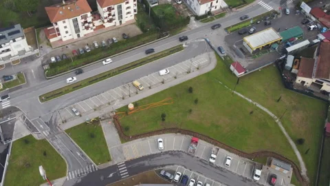 Aerial view of men at work in a green garden. Work in progress concept in urban Stock Footage 145322383