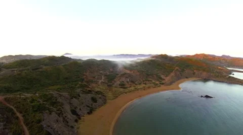 Aerial view menorca small bay Stock Footage 42309949