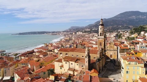 Aerial view of Menton Stock Footage 88134000