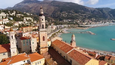 Aerial view of Menton Stock-Footage 88134037