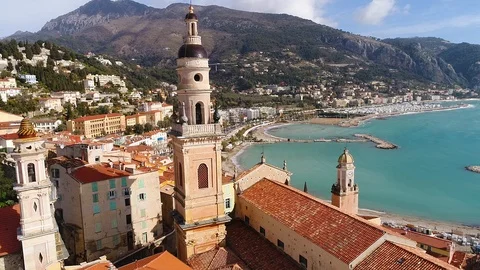 Aerial view of Menton Stock Footage 88134065