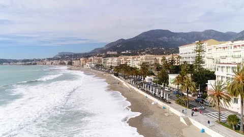 Aerial view of Menton Stock Footage 88134214