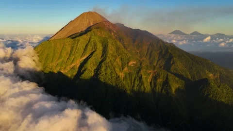 Aerial view of Merapi mountain slopes in Central Java, Indonesia. Stock Footage 340344382