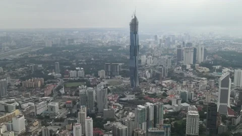 Aerial view of Merdeka 118 which is one the tallest building in the World Stock Footage 150290415