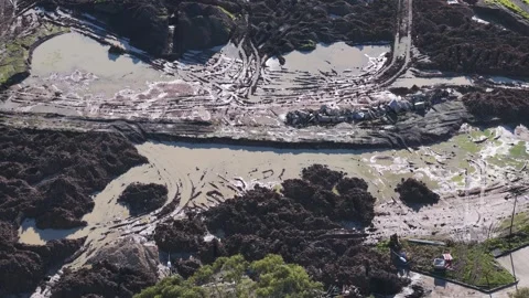 Aerial view of a messy construction site Stock Footage 341254892